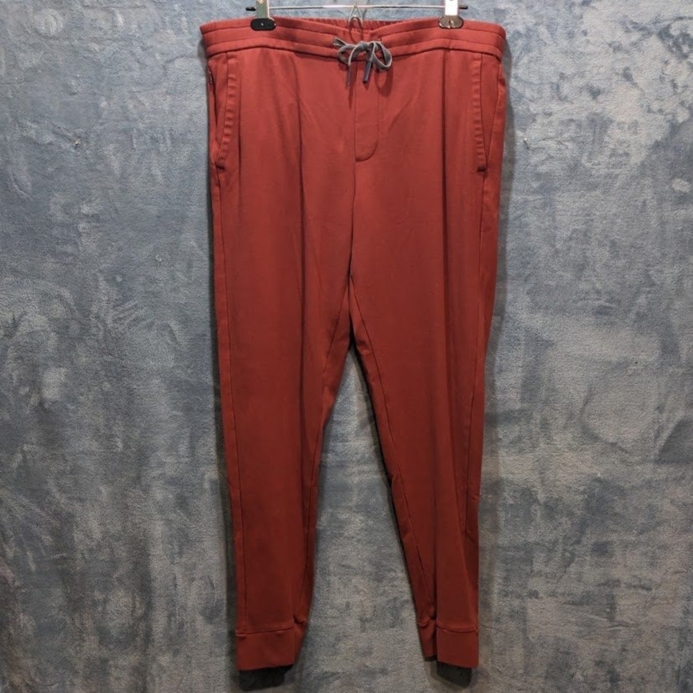 Bonobos Nomad Knit Joggers Mens XL Long Rust Red Drawstring Cuffed Sweatpants
